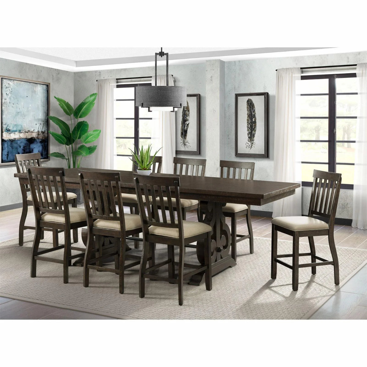 Brown 9 Piece Counter Height Dining Set U931