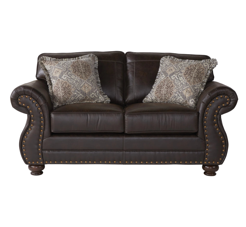 Espresso Faux Leather Sofa and Loveseat Set Y38437