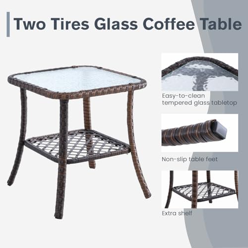 4 Pieces Wicker Patio Furniture Set with Ottomans O913576