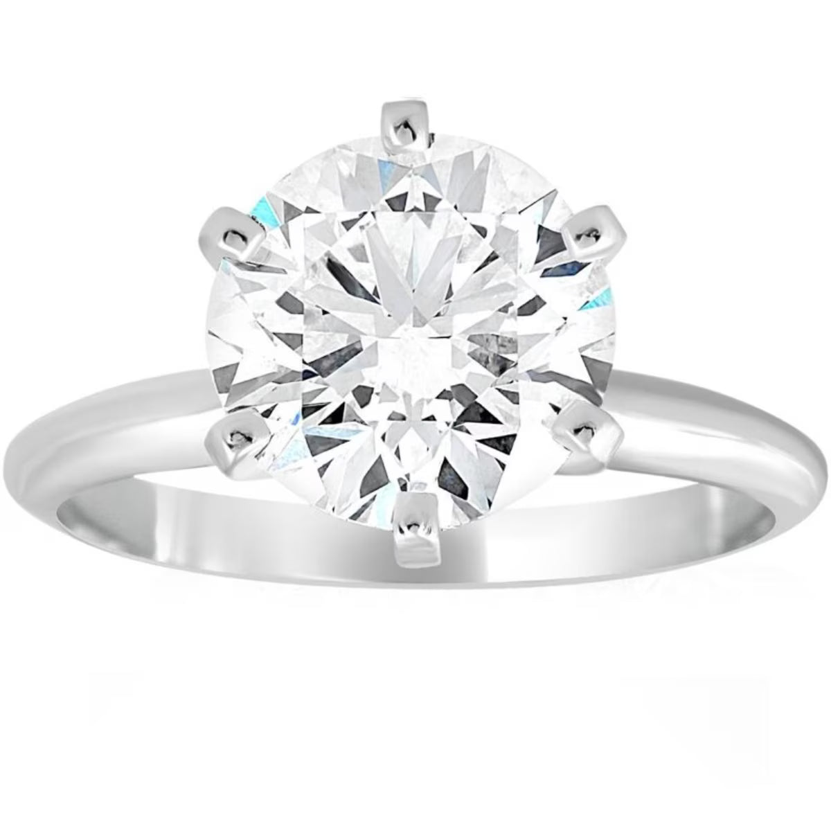 14k White Gold Plated Solitaire Ring T499