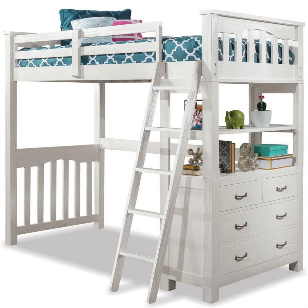 Twin Solid Wood Loft Bed with Dresser L813