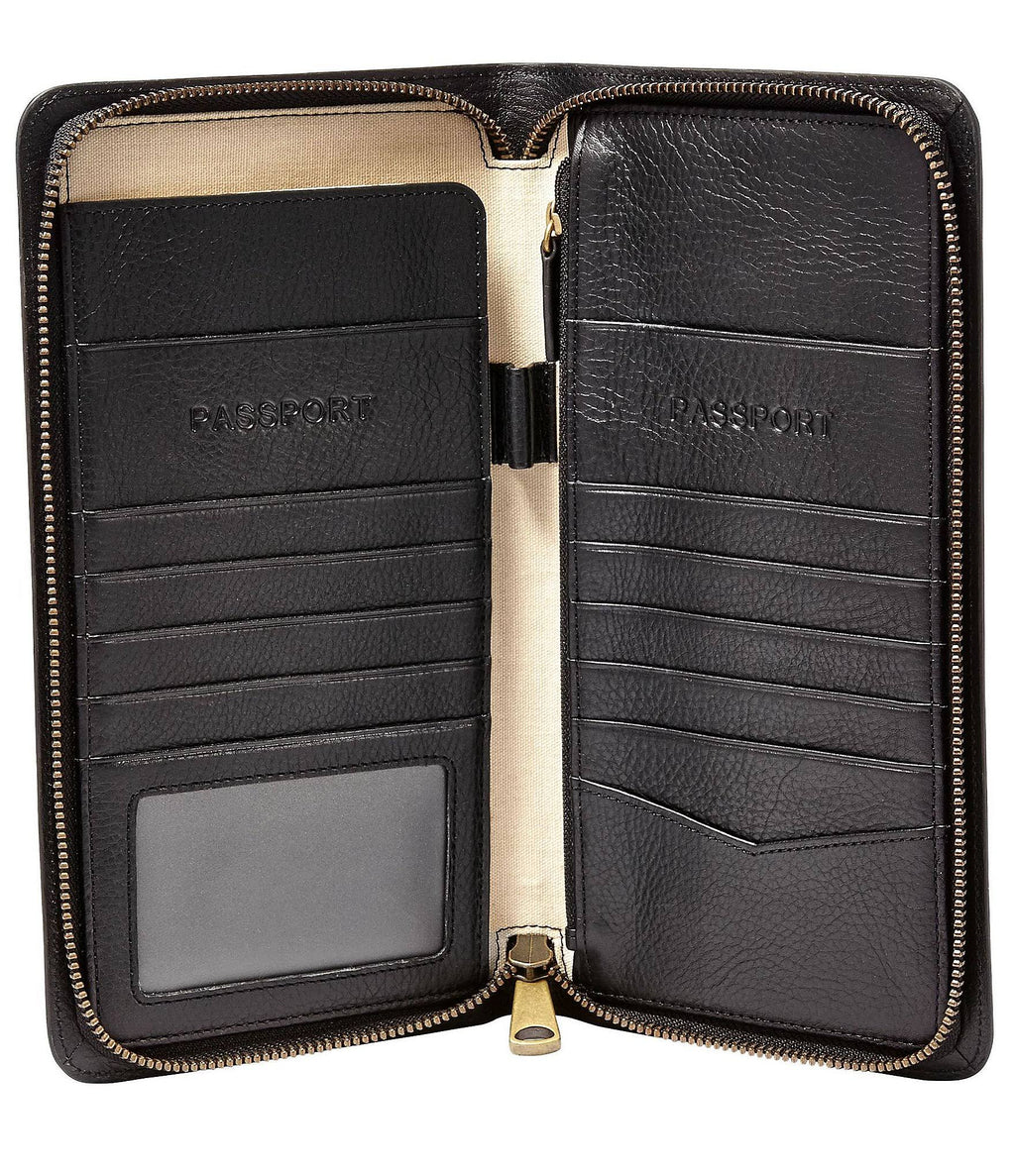 Black Leather Passport Case J45218