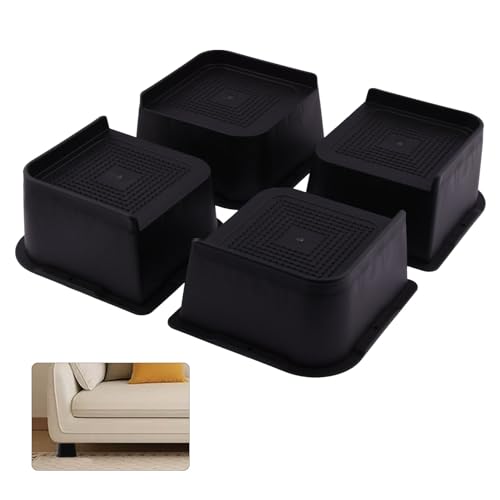 Black 4pcs Adjustable Furniture Risers C228793