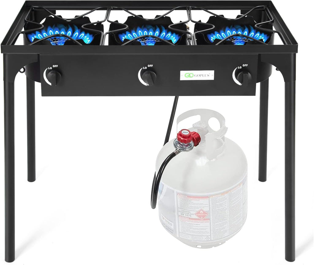 Portable Propane Gas Cooker Iron Cast 3-Burner A6966