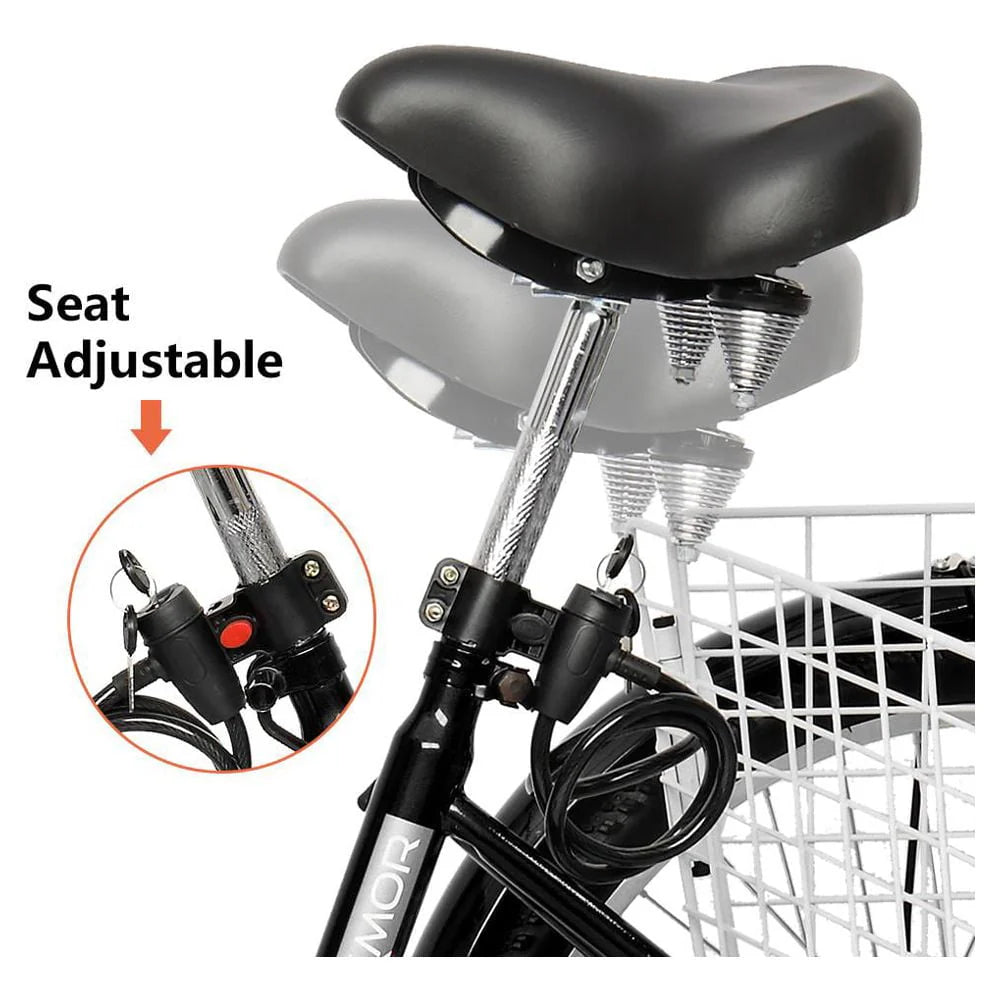 24 7 Speed Black Adult Tricycle L459