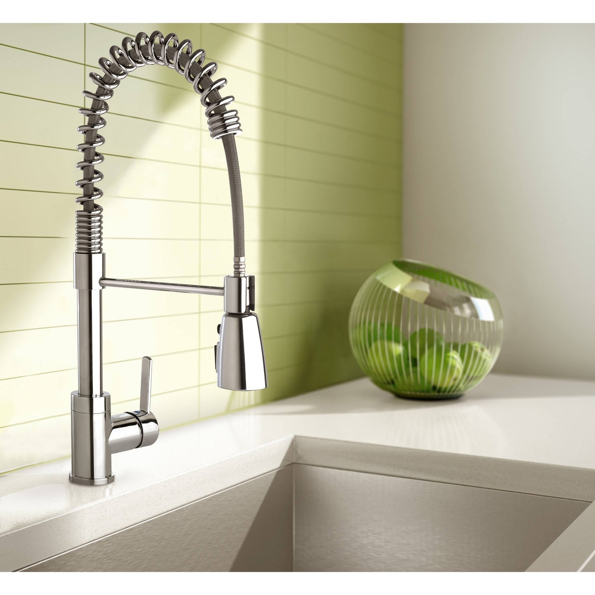 Chrome Double Strainer Kitchen Kit with Commercial Style Faucet U517