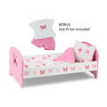 18 Inch Doll Bed with Matching Doll PJs Pajamas and 3 Piece Reversible Doll Bedding Set K923728