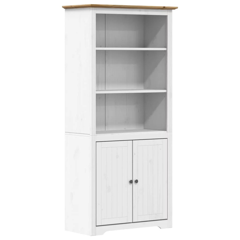 White and Brown Solid Wood Pine Bookcase Q155201