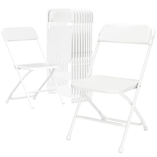 White 10 Pack Plastic Folding Chairs with Steel Frame Y11059