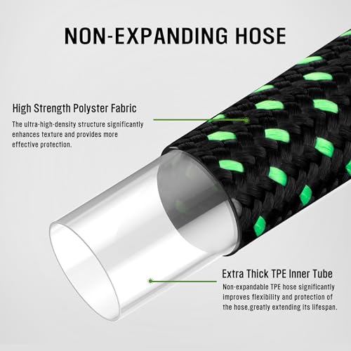 50ft Non Expandable Water Hose with 8 Watering Spray Nozzle Q339361
