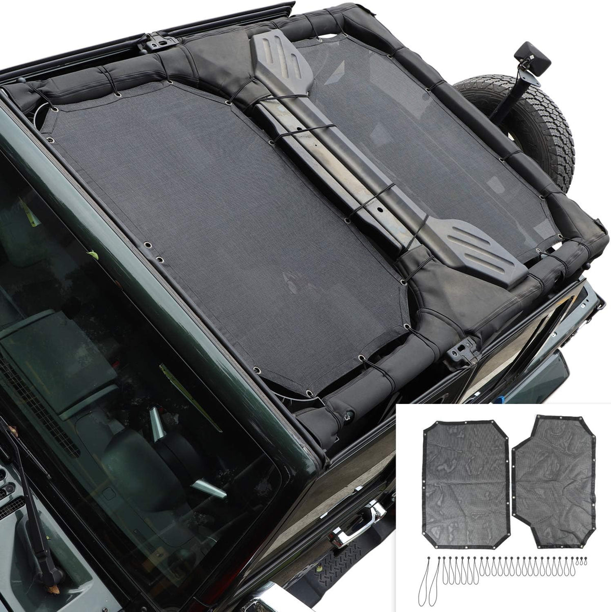Jeep Wrangler JK Unlimited 4 Door Front & Rear 2 Piece Sun Shade Mesh N39666