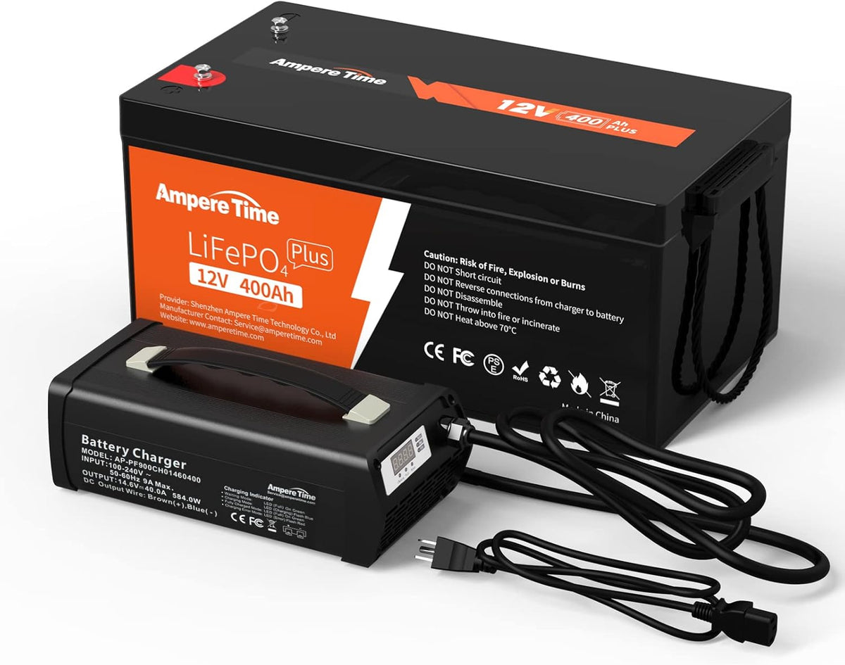 12V 400Ah LiFePO4 Battery with 250A BMS and 14.6V 40A Charger C443