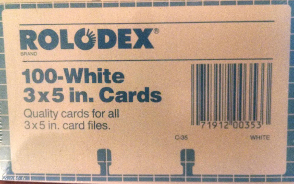 Card File Refills, 3" x 5", White, Pack of 100 I40306