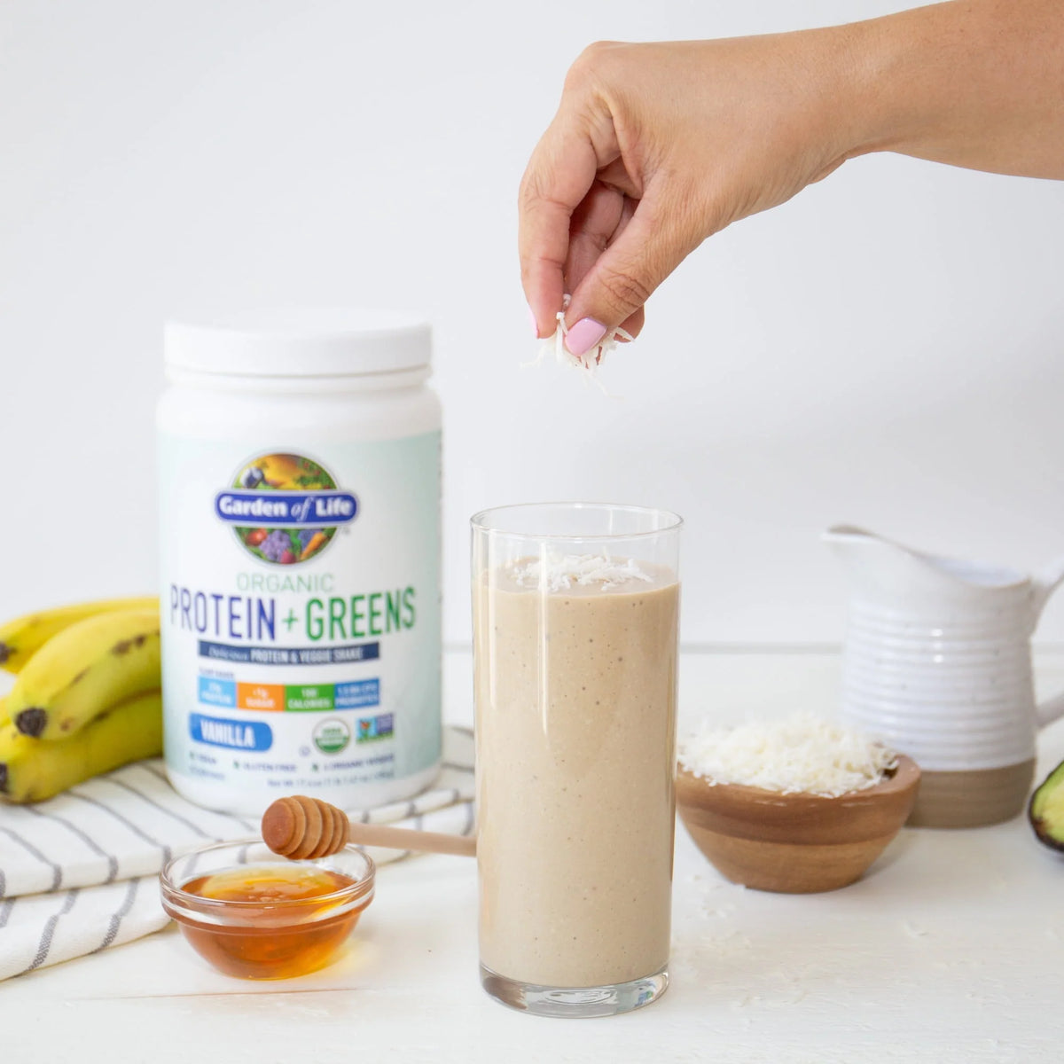 Organic Plant Protein & Greens Powder Vanilla Shake 20g Protein 1.1lb O487814