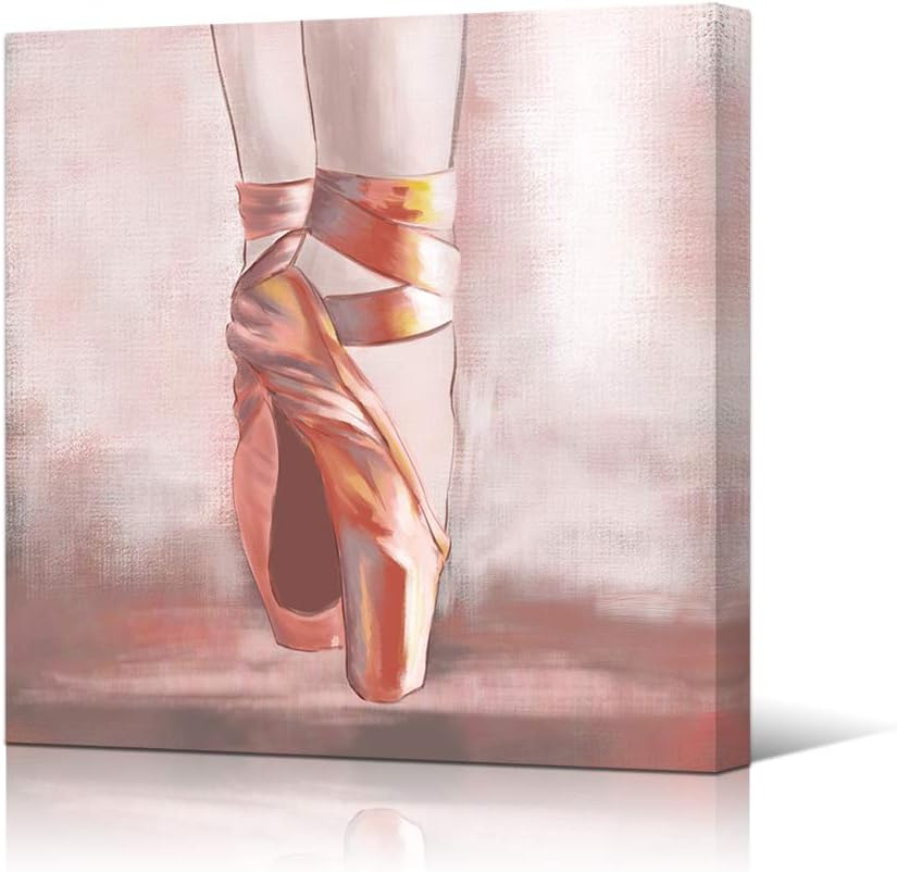 Pink Ballet Shoes Canvas Framed Artwork 24x24 M2249