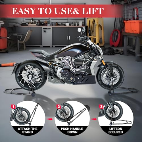 Universal Motorcycle Wheel Lift Stand with Adjustable Swingarm Spool C265
