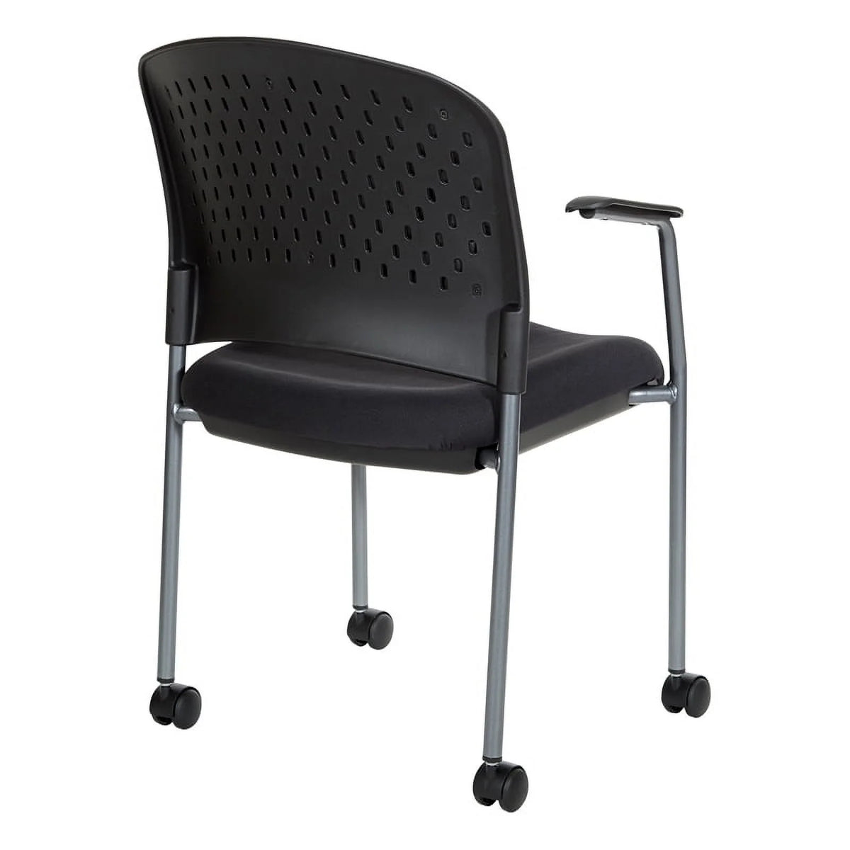 Black Fabric Rolling Visitors Chair with Casters T97837