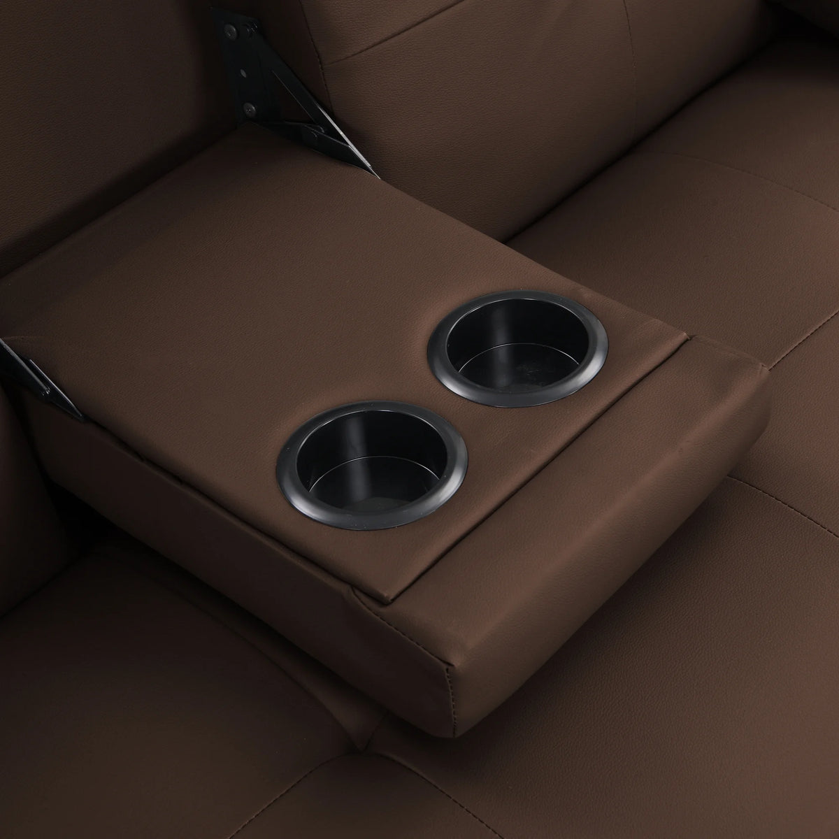 Brown PVC Sofa Bed with Armrest and Wood Frame N96678