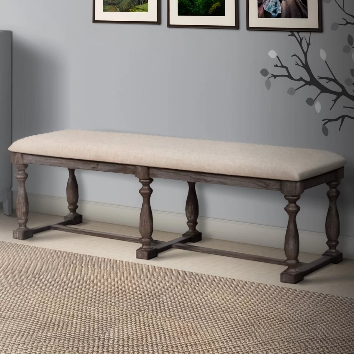 Gray Padded Bench U487298