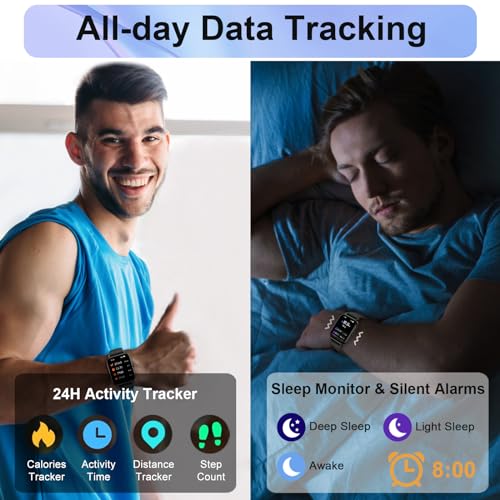 Black 1.85" Smart Watch with Heart Rate Monitor Y675746
