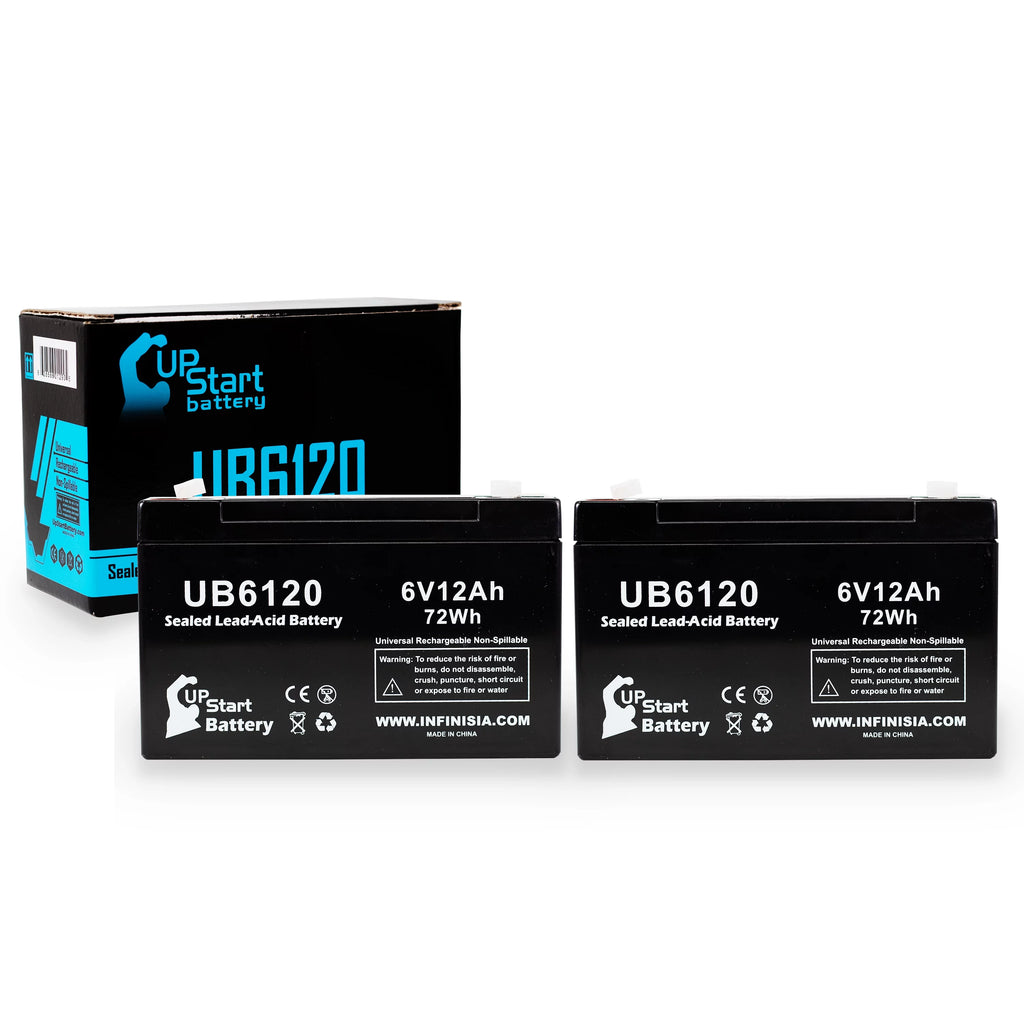 2x Pack 6V 12Ah Sealed Lead Acid Battery with F1 to F2 Terminal Adapters E971