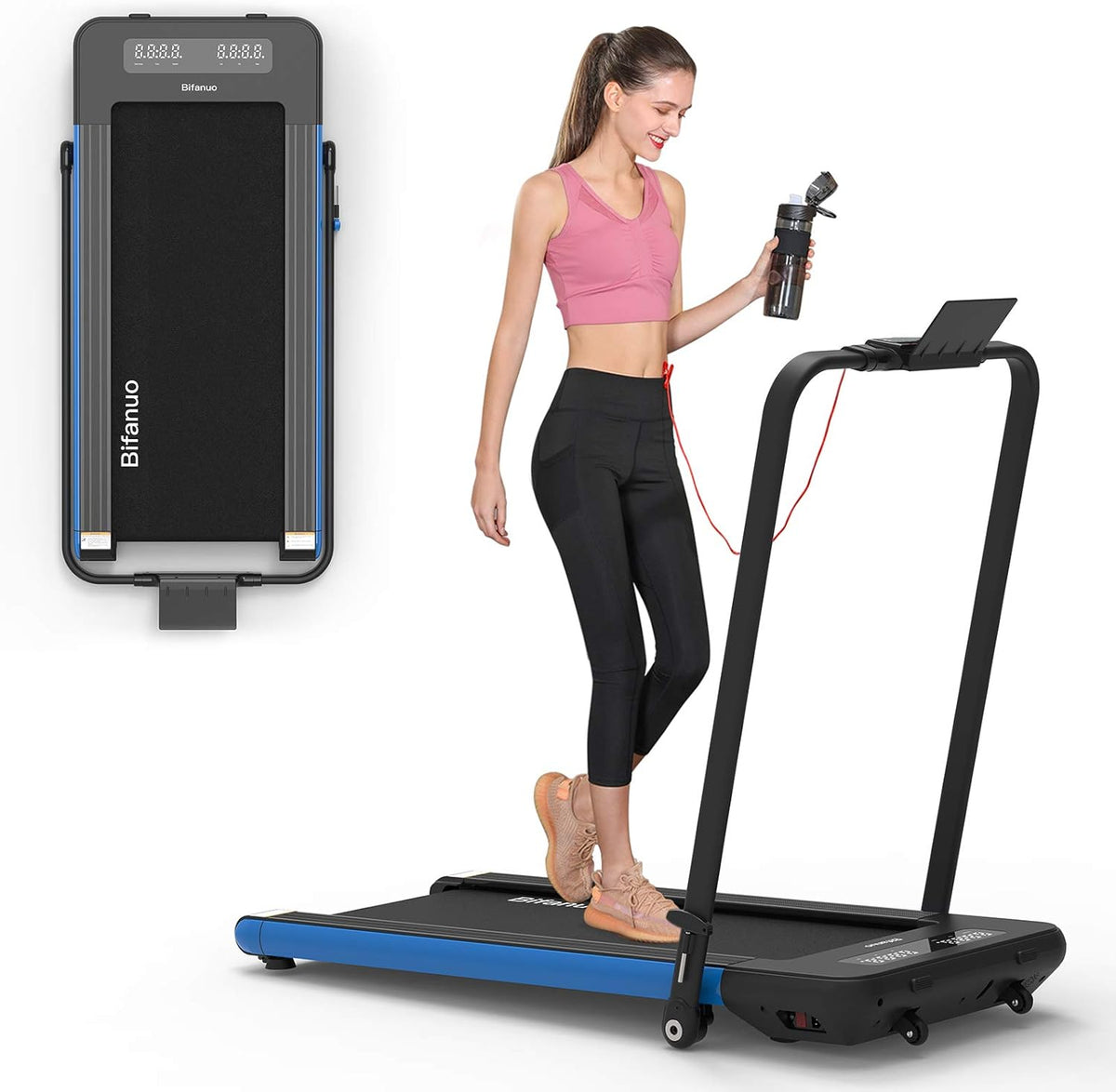 2 in 1 Folding Treadmill with Bluetooth Audio Speakers Q7223