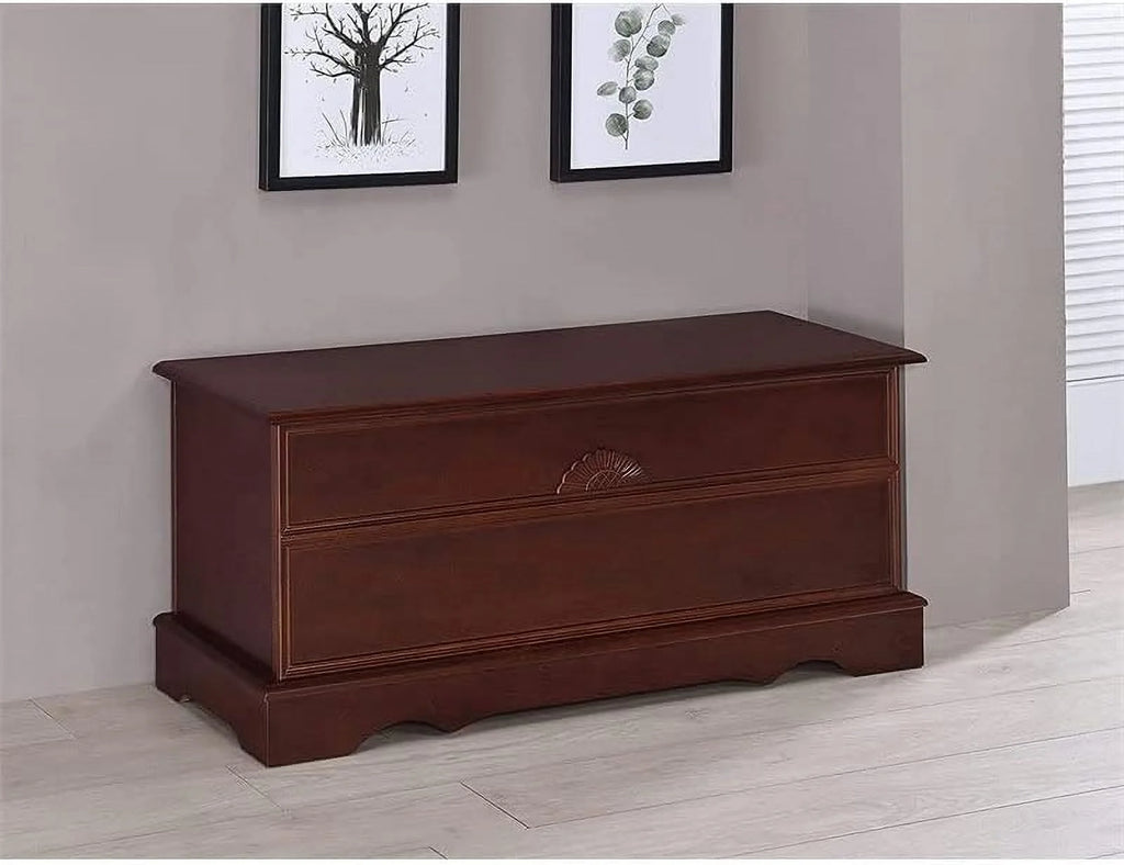 Warm Brown Cedar Lined Wood Storage Blanket Chest Trunk S785484
