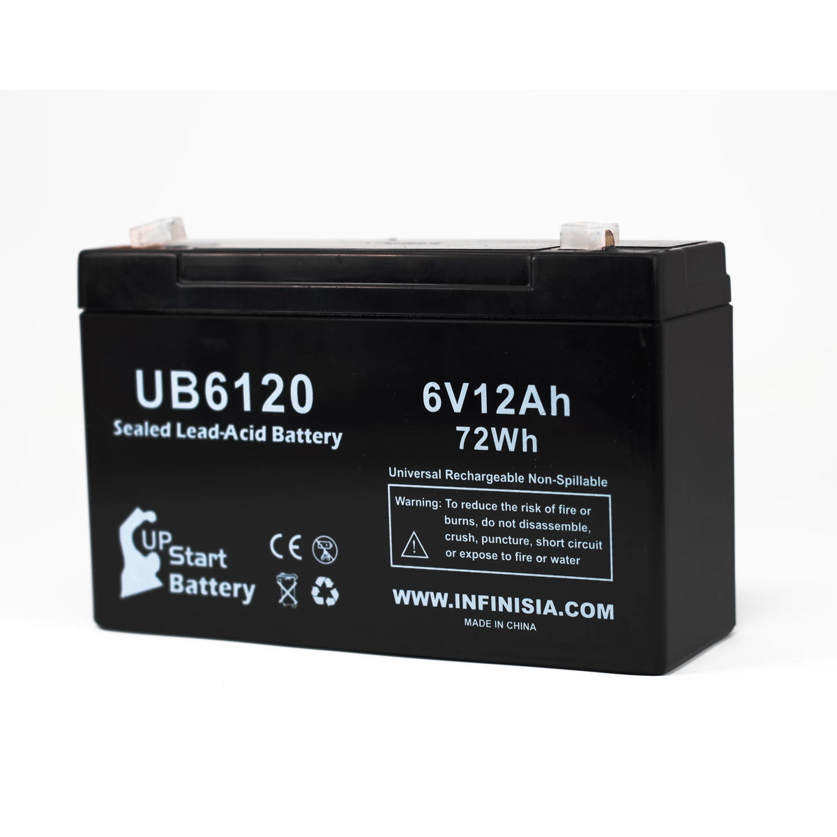 2x Pack 6V 12Ah Sealed Lead Acid Battery with F1 to F2 Terminal Adapters E971