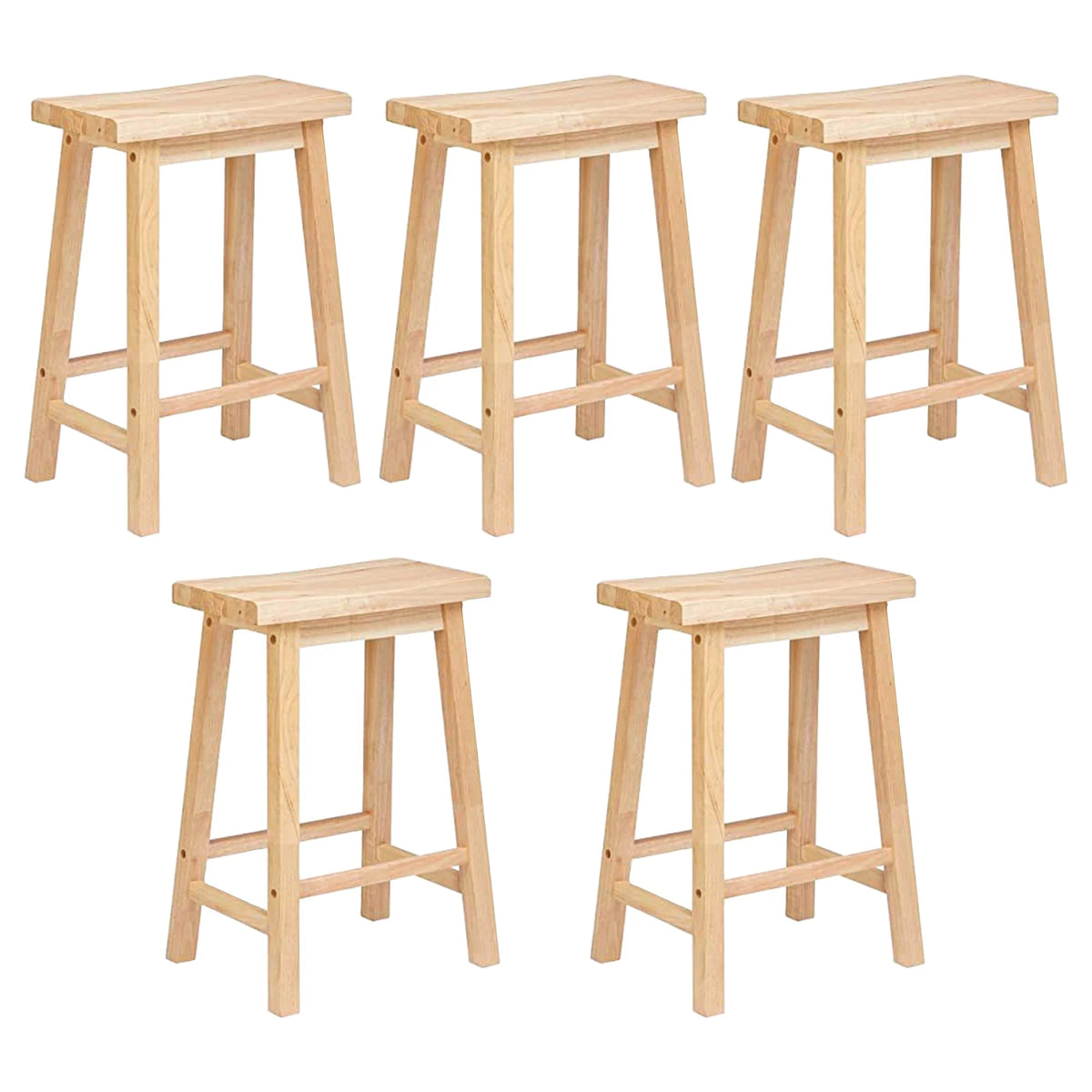 Natural 29In Wood Kitchen Counter Stools 5 Pack B33889