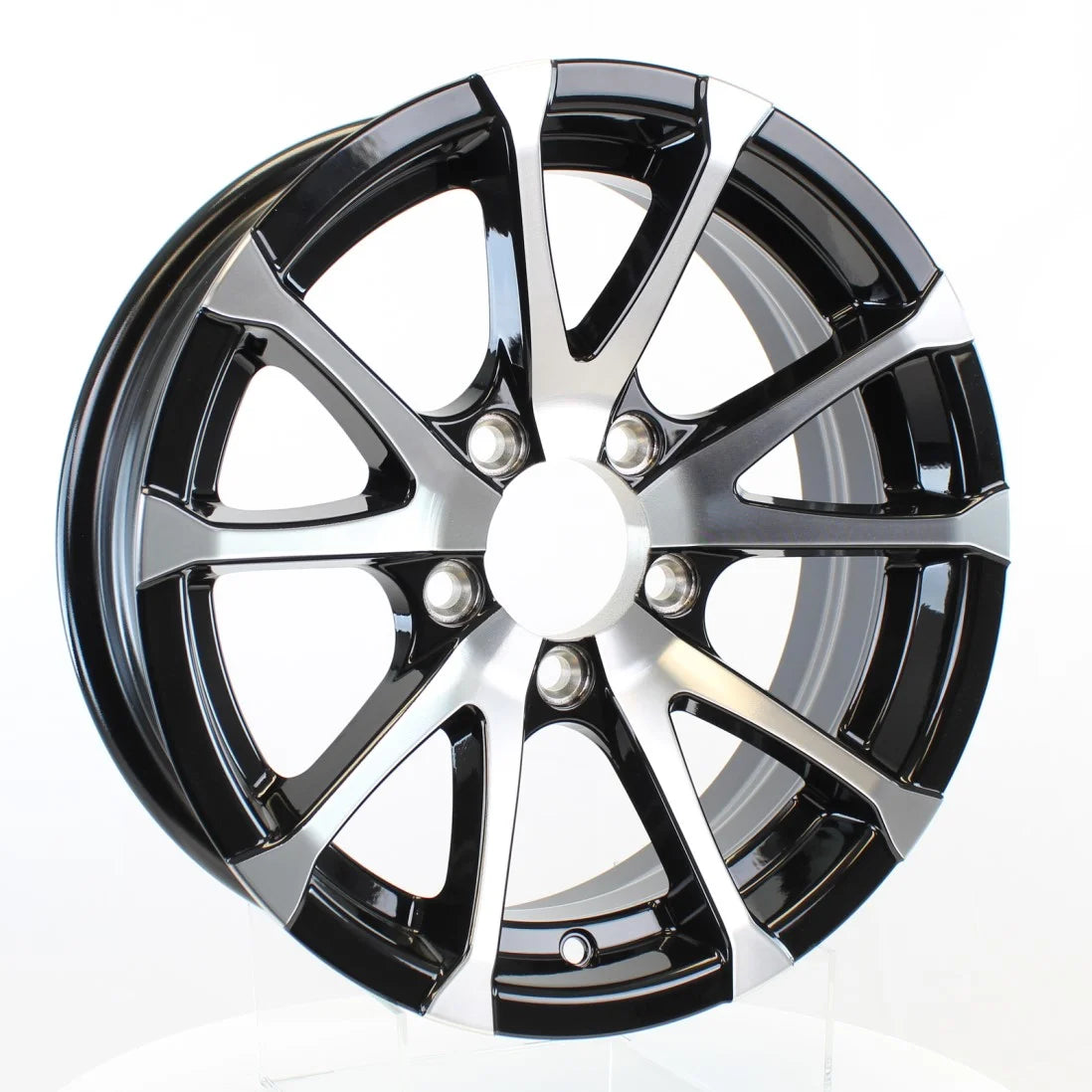 Aluminum Trailer Wheel 15X6 15 Inch Rim Black and Machined 5 Lug G490218
