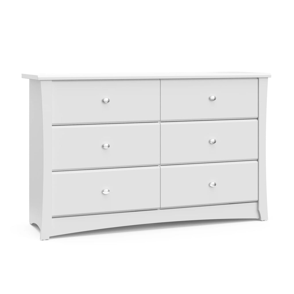 White 6 Drawer Double Dresser A9160
