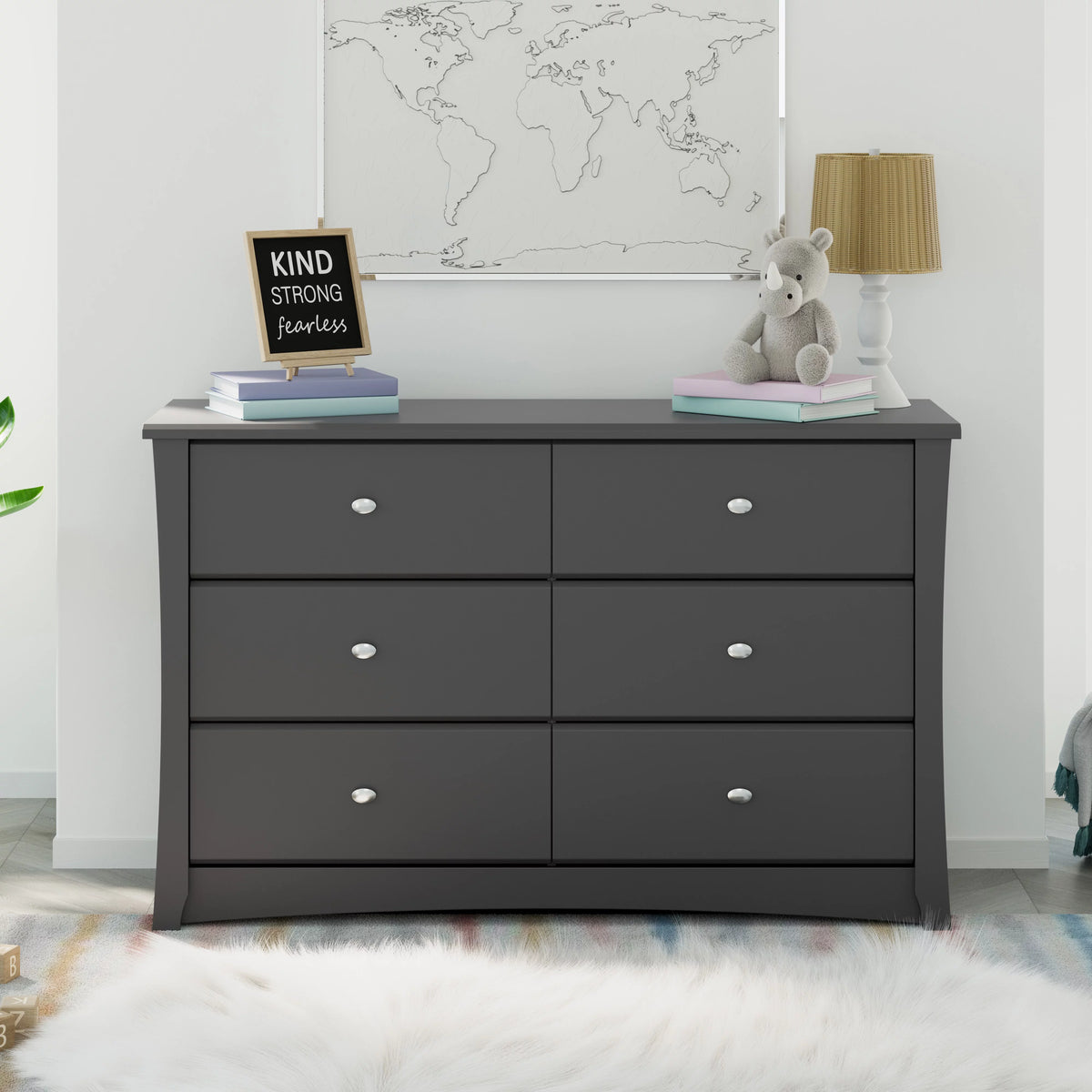 White 6 Drawer Double Dresser A9160