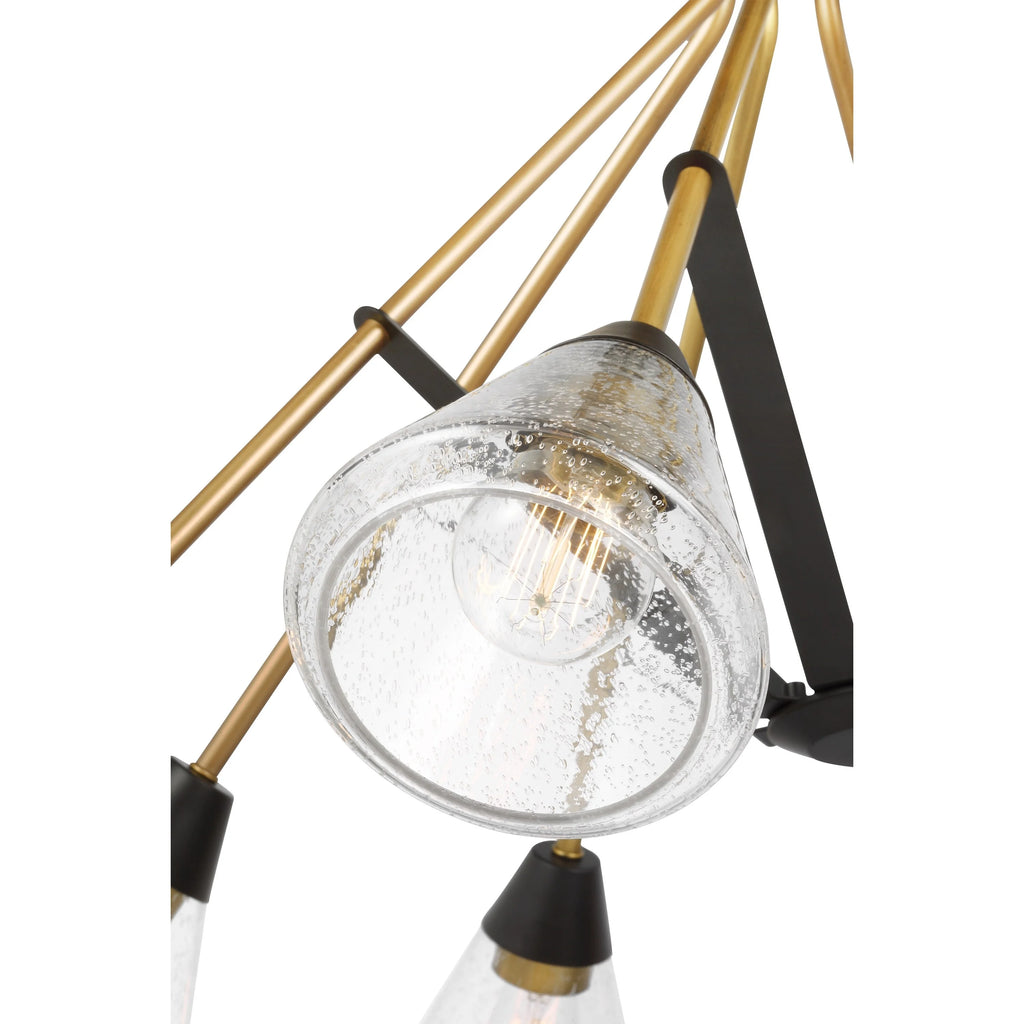 Matte Black 8 Light Chandelier with Clear Seeded Glass F1463