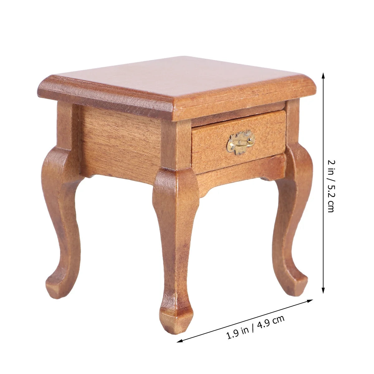 1:12 Walnut Color Wooden Bedside Table Miniature Furniture Model P44978