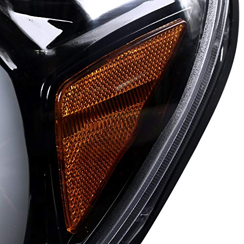 LED Light Bar Chrome Housing Clear Lens Projector Headlights Left + Right Pair Headlamps Assembly F484953