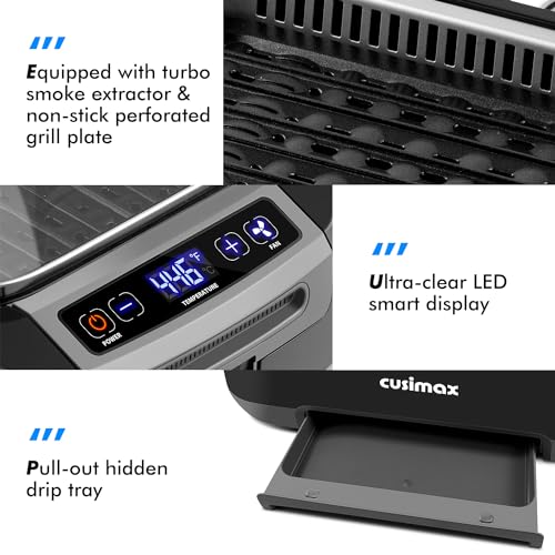 1500W Smokeless Indoor Grill with Lid, Non-stick Removable Grill Plate W192