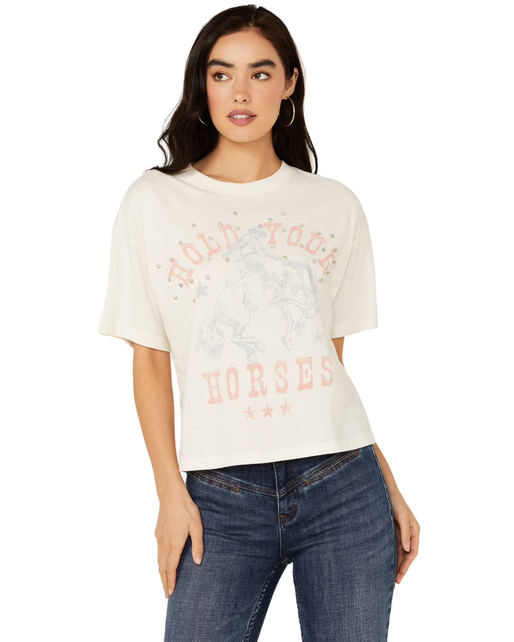 Rhinestone Graphic Tee White Medium J83641