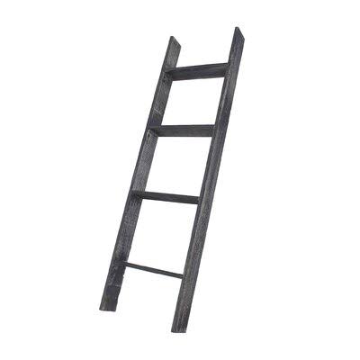 Black 4 Shelf Wood Ladder Bookcase Y93642