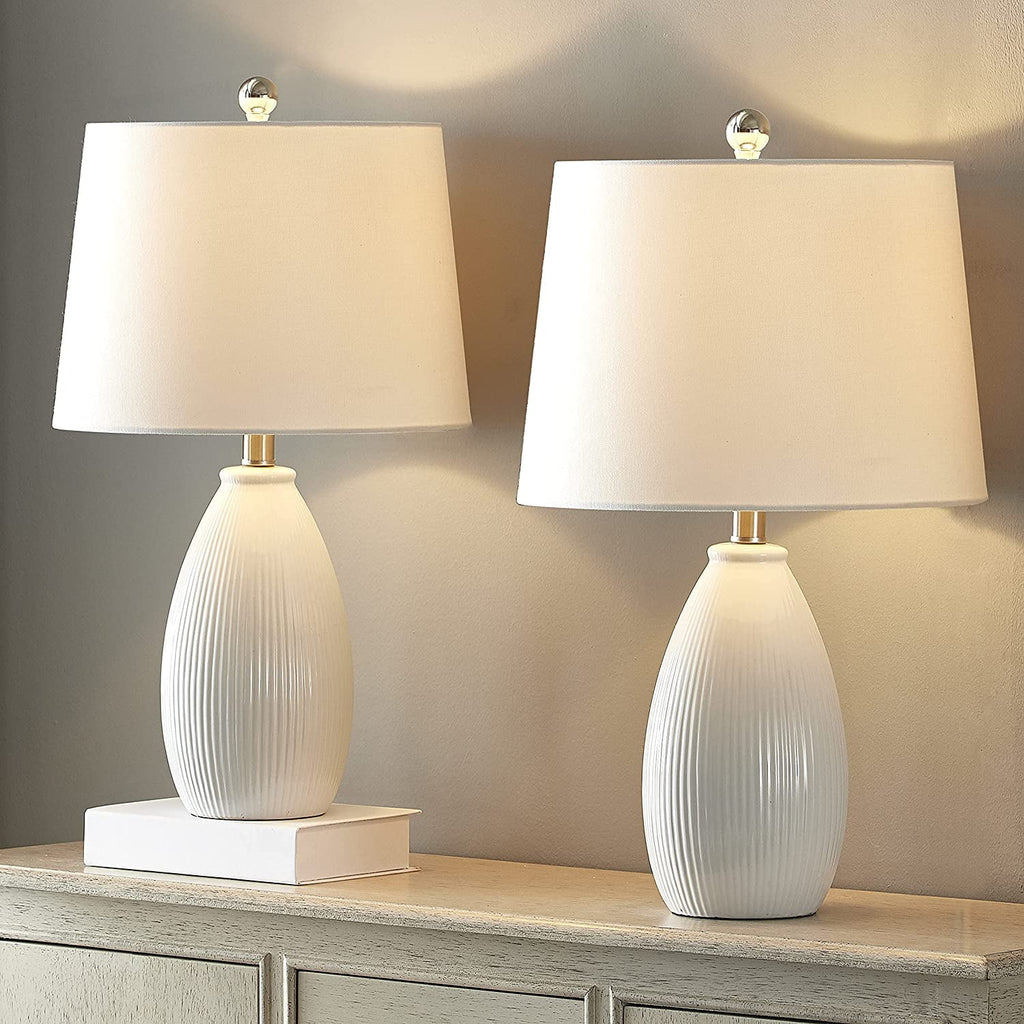 Table Lamps Set of 2 White Ceramic I193132