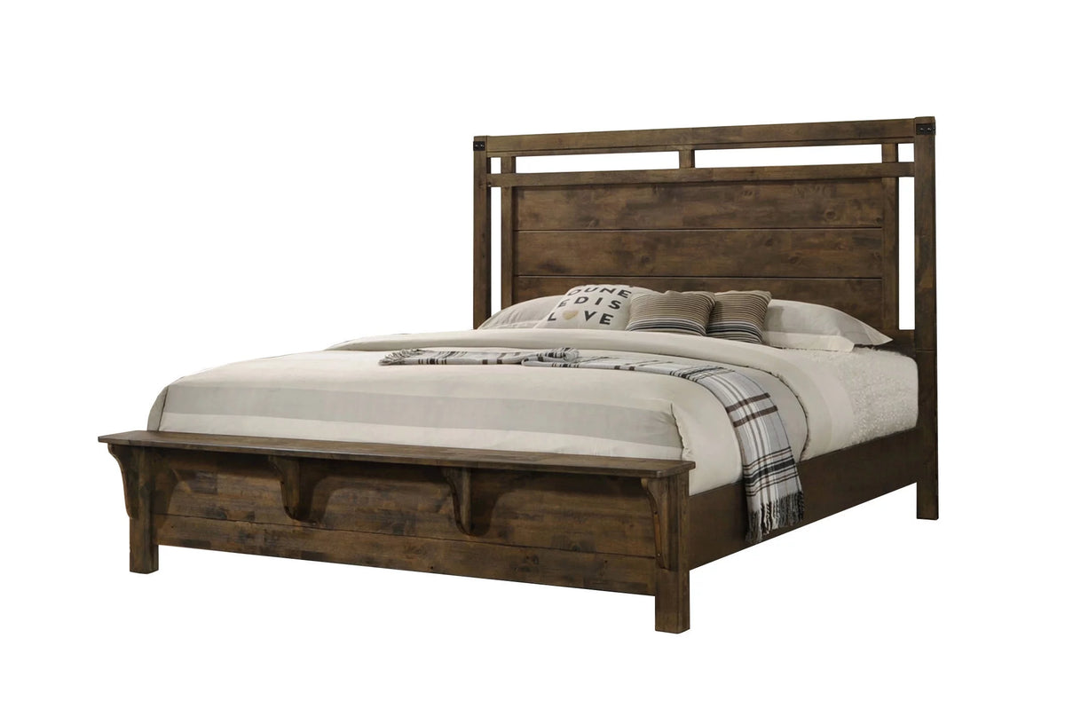 King Size Wooden Bed and 2 Nightstand Bedroom Set D60131