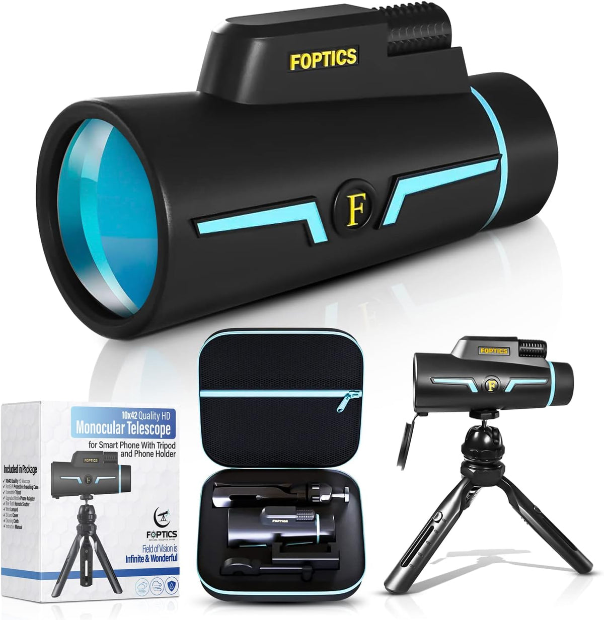 10 x 42 Monocular Telescope with Tripod and Smartphone Holder Q174723