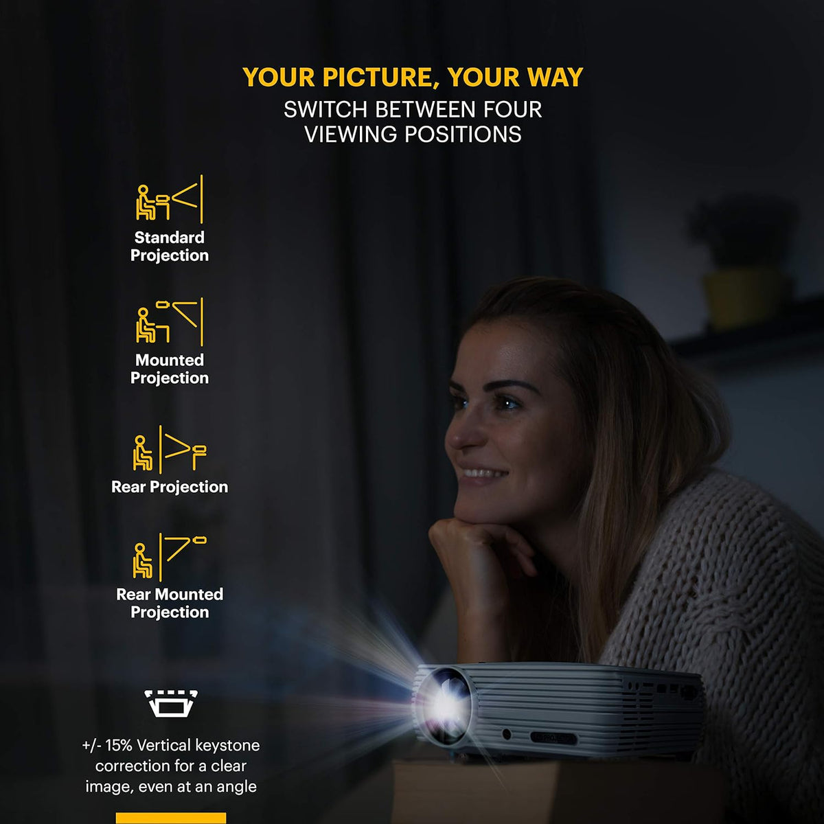 Compact Home Theater Projector with 1080p Compatibility H39619