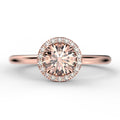 1.25 Carat Round Cut Morganite And Diamond Moissanite Engagement Ring in 925 Sterling Silver With 18k Rose Gold Plating S233846