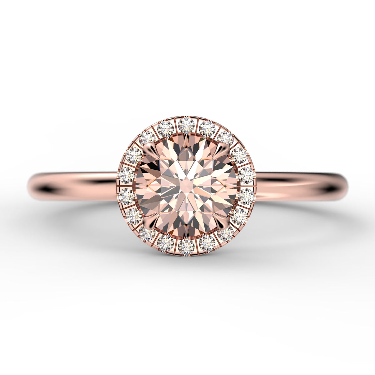 1.25 Carat Round Cut Morganite And Diamond Moissanite Engagement Ring in 925 Sterling Silver With 18k Rose Gold Plating S233846