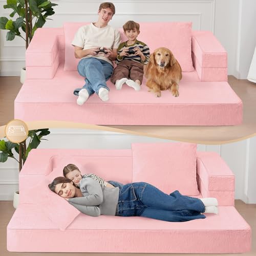 Faux Fur Convertible Bean Bag Sofa Bed with Pillow B234
