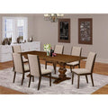 7-piece Wood Dining Set in Walnut/Light Tan S73468