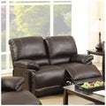 Dark Brown Pine Wood Reclining Loveseat L527645