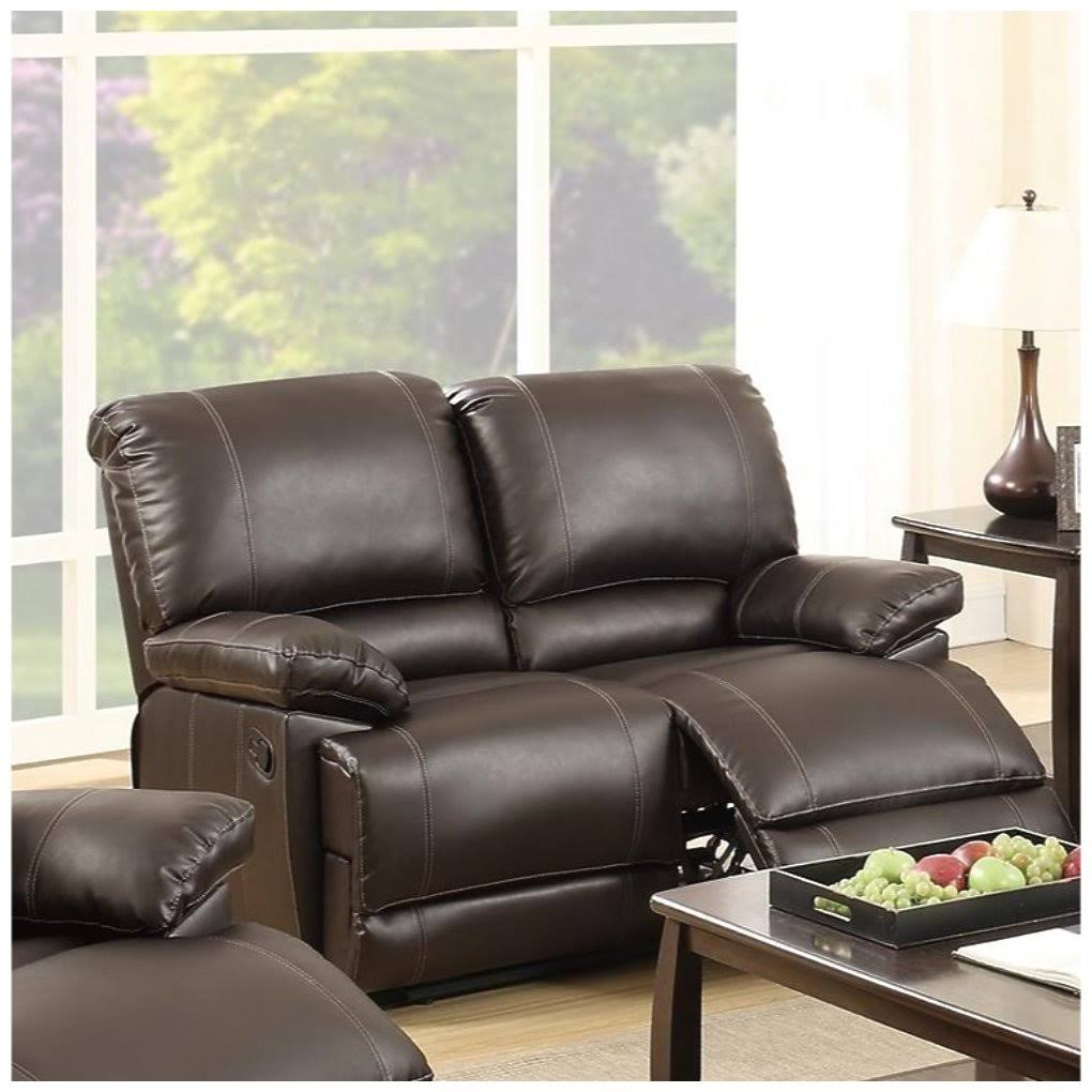 Dark Brown Pine Wood Reclining Loveseat L527645