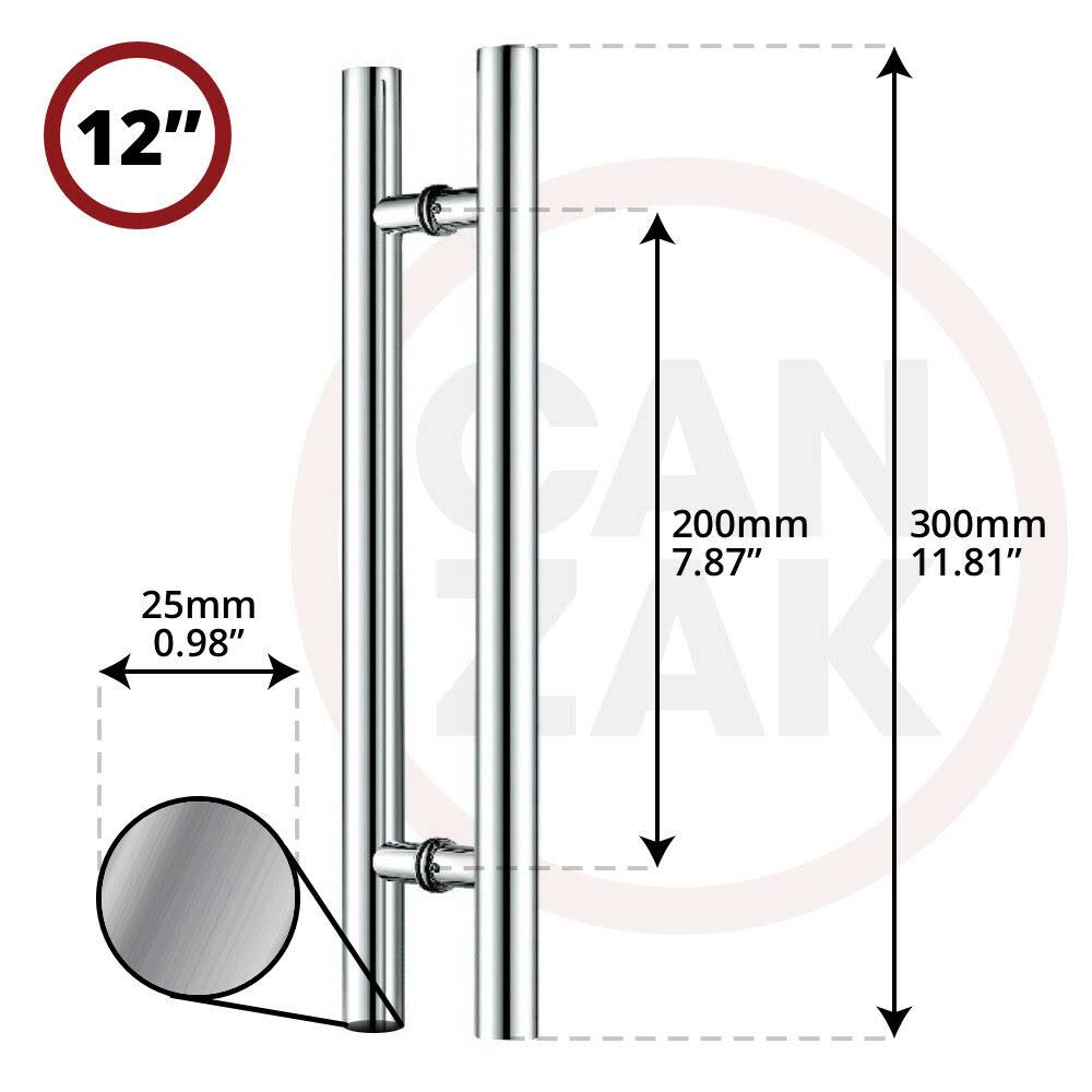 12 inch Brushed Stainless Steel Pull Push Door Handles I97347