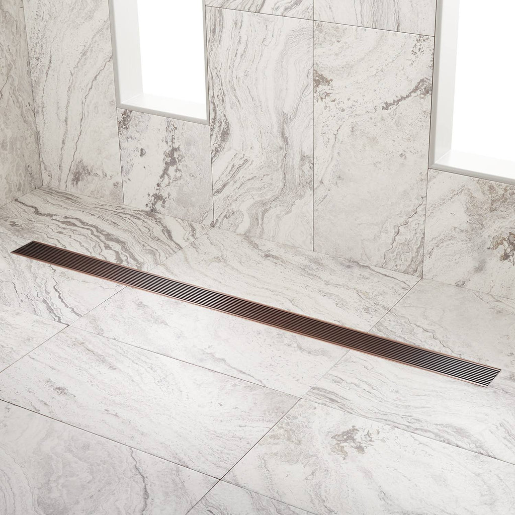 Oil Rubbed Bronze Linear Shower Drain with Flange A86364